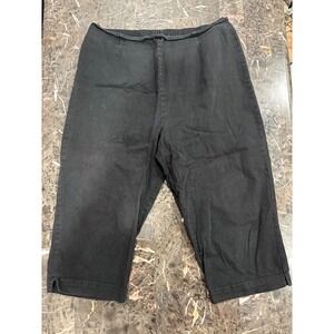 Cascade Blues Black Elastic Waist Capri Pants Womens XL Stretch Crop Slit Hem